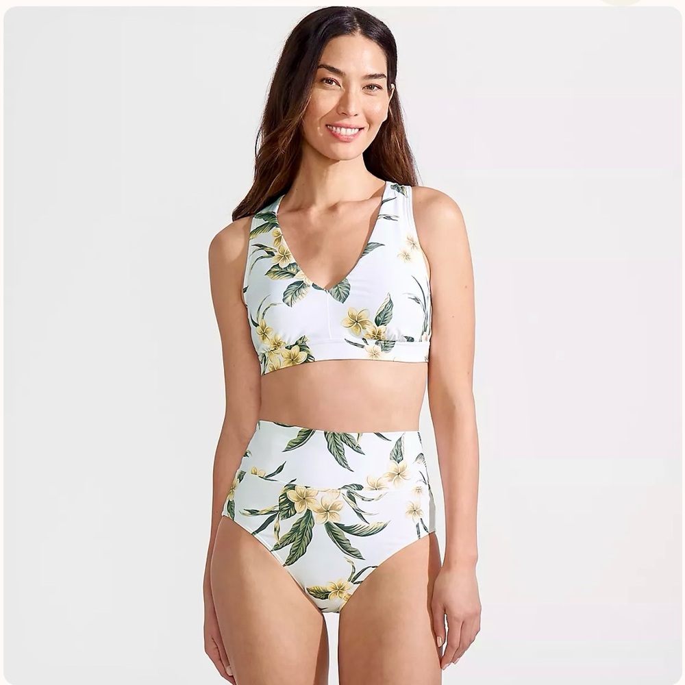 Lands end V-Neck Bikini Top Floral Black - Picture 4 of 4